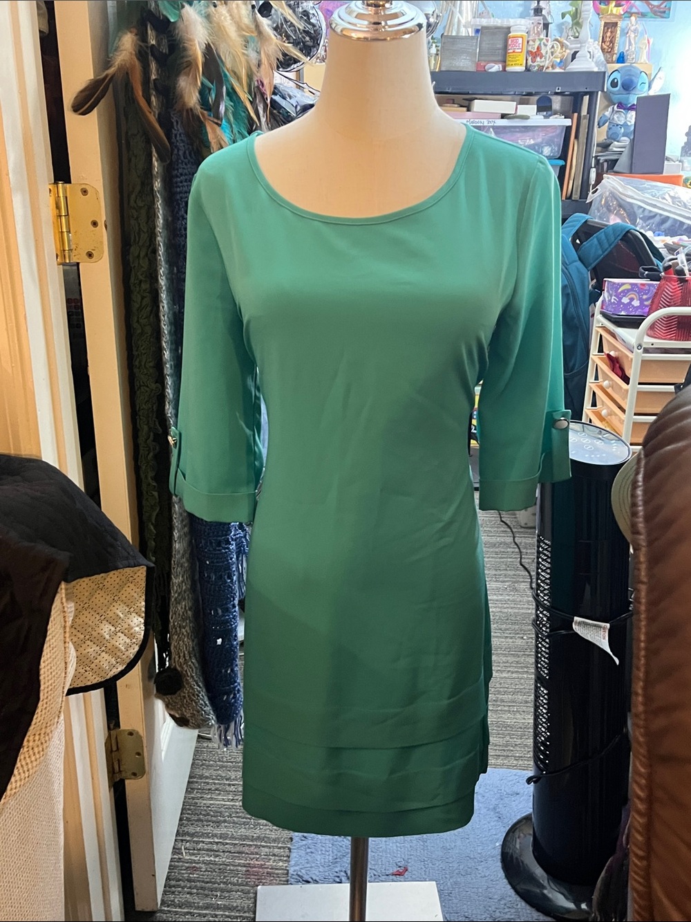 Pink Owl Teal Scoop Neck Tunic Dress (many possibilities for layering this)